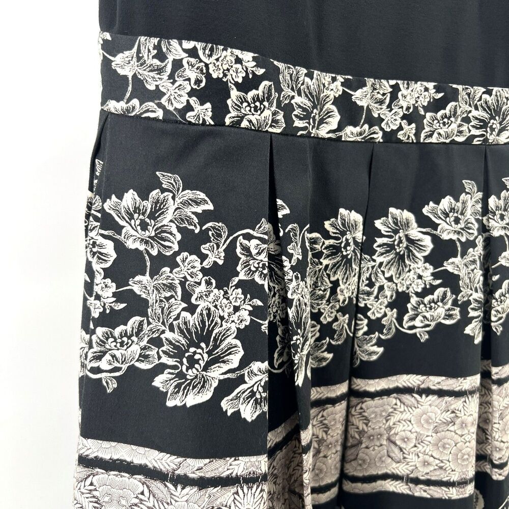 Alice + Olivia Madison Dress 14 Black White Pleated Fit Flare Floral Ballet - Picture 12 of 16